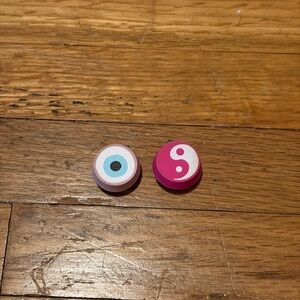 Pink and White Yin Yang and Eye Plugs